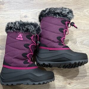 Kamik Kids Magenta and Black Quilted Boots